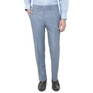 NWT CON.STRUCT Mens Blue‎ Mini Windowpane Flat Front Dress Pants Size 44x30